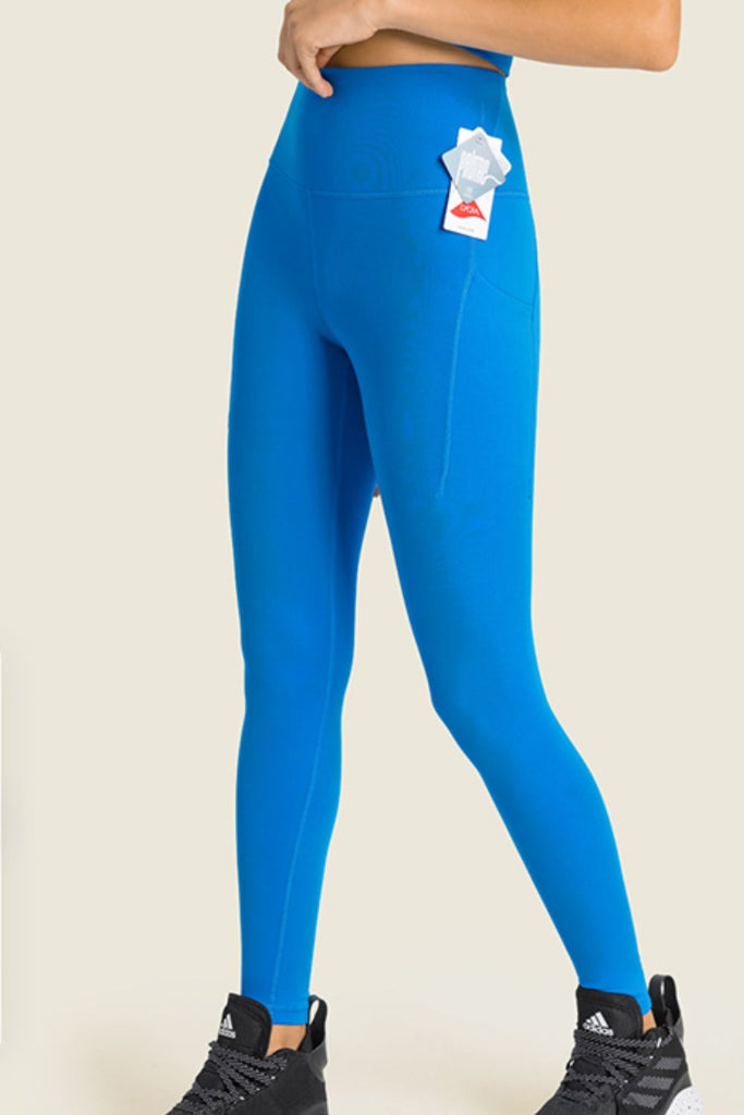 High-Rise Wide Waistband Pocket Yoga Leggings Trendsi