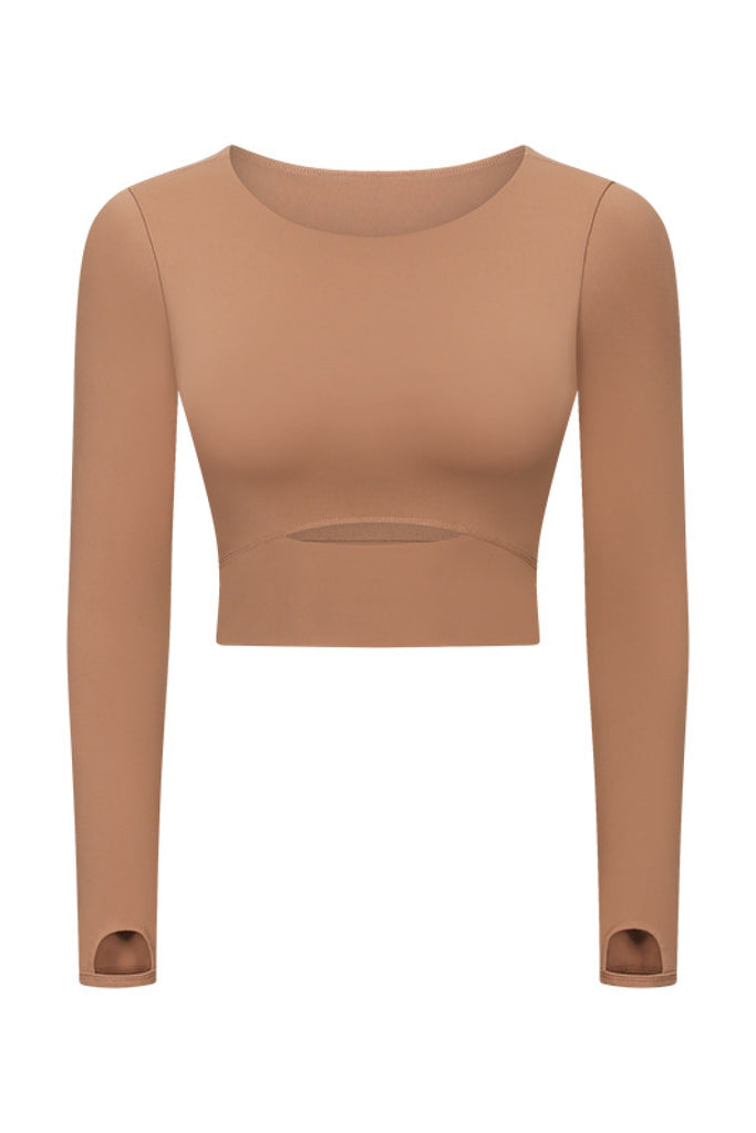 Cut Out Front Crop Yoga Tee Trendsi