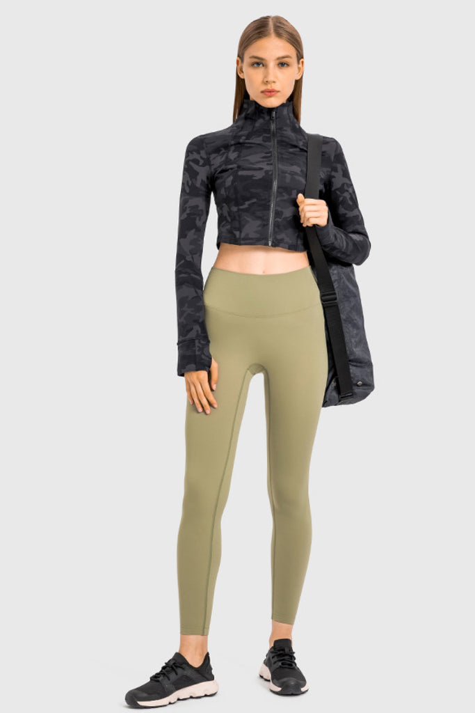 Zip Front Cropped Sports Jacket Trendsi