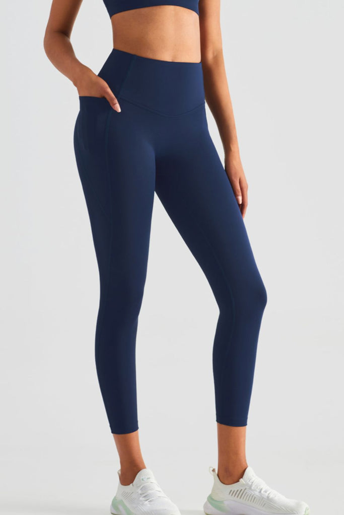 Wide Waistband Sports Leggings with Pockets Trendsi