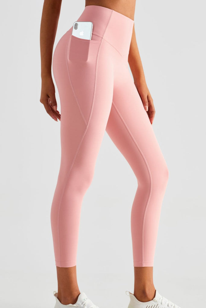 Wide Waistband Sports Leggings with Pockets Trendsi