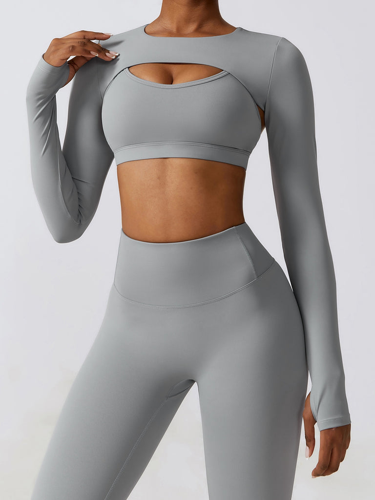 Cropped Cutout Long Sleeve Sports Top Trendsi