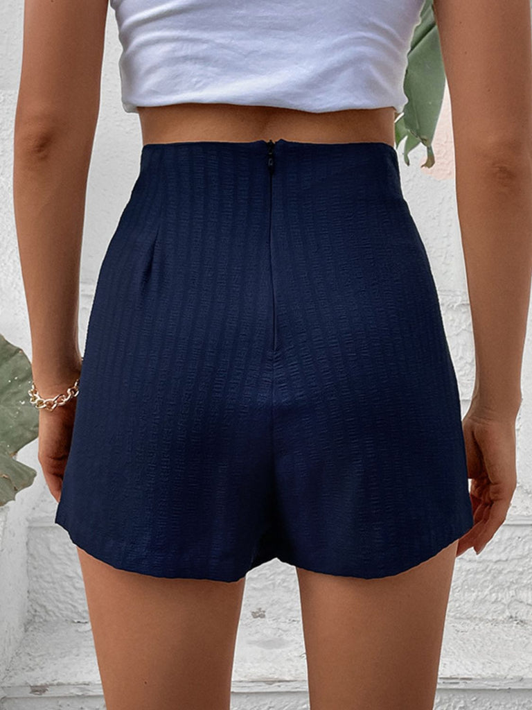 Zip-Back High Waist Shorts Trendsi