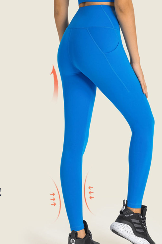 High-Rise Wide Waistband Pocket Yoga Leggings Trendsi