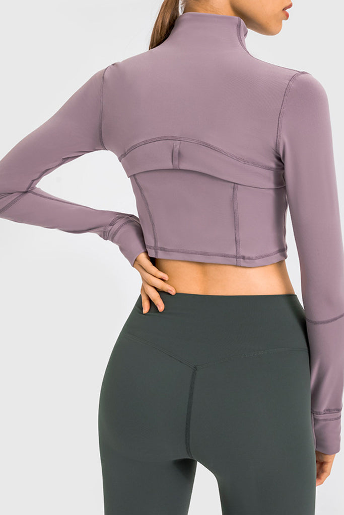 Zip Front Cropped Sports Jacket Trendsi