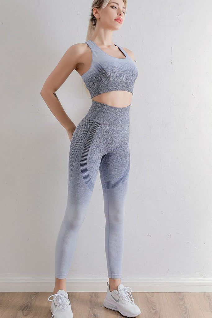 Gradient Sports Bra and Leggings Set Trendsi