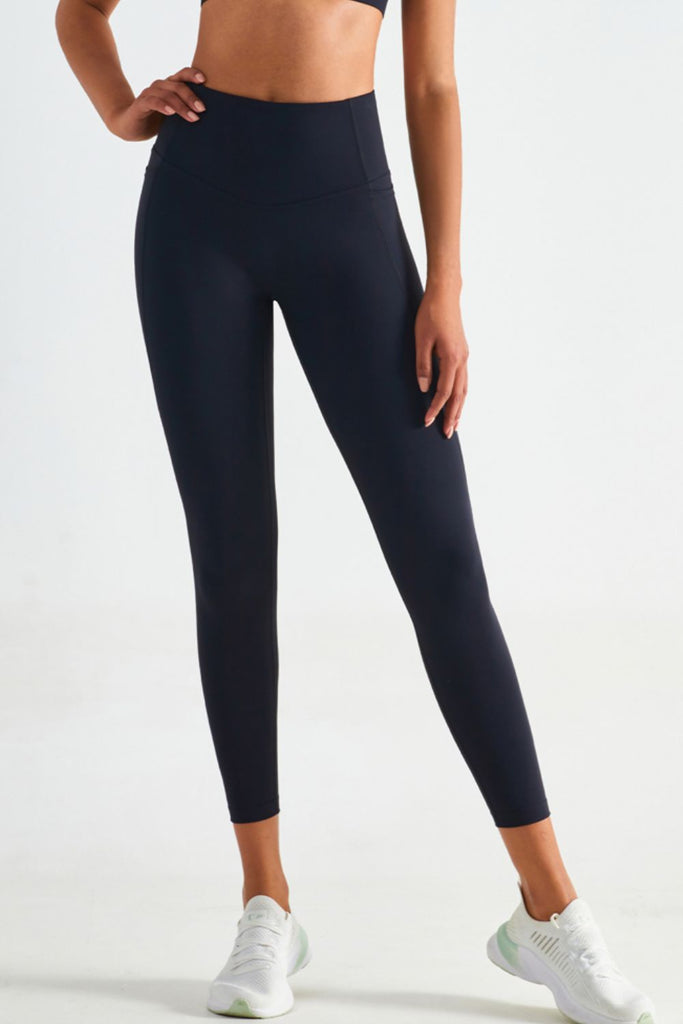 Wide Waistband Sports Leggings with Pockets Trendsi