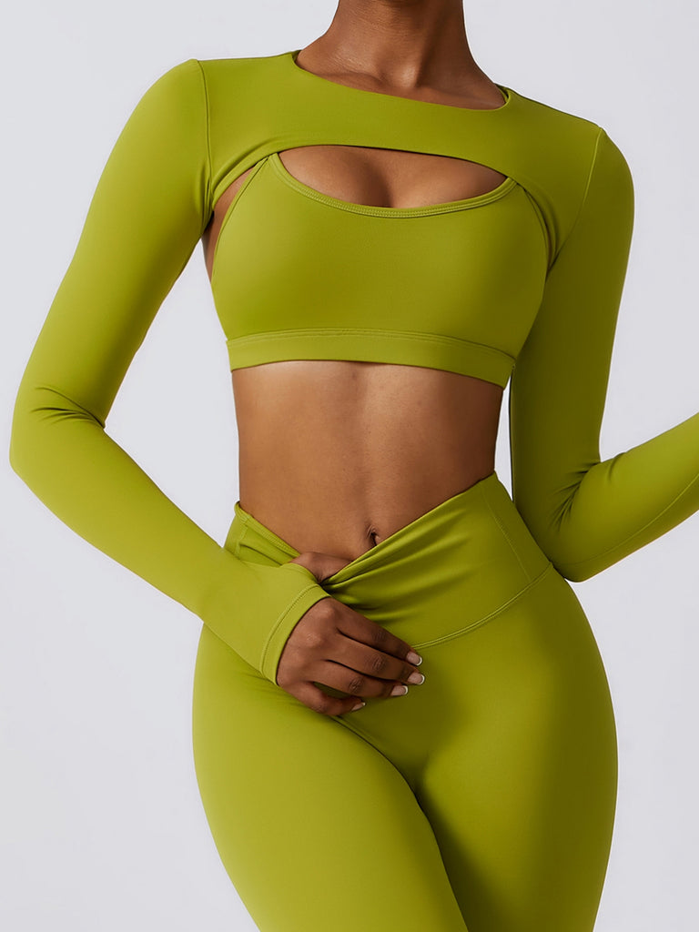 Cropped Cutout Long Sleeve Sports Top Trendsi