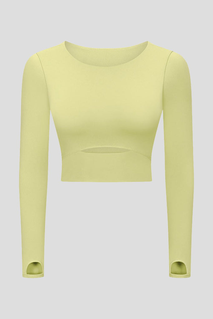 Cut Out Front Crop Yoga Tee Trendsi