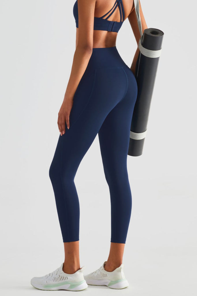 Wide Waistband Sports Leggings with Pockets Trendsi