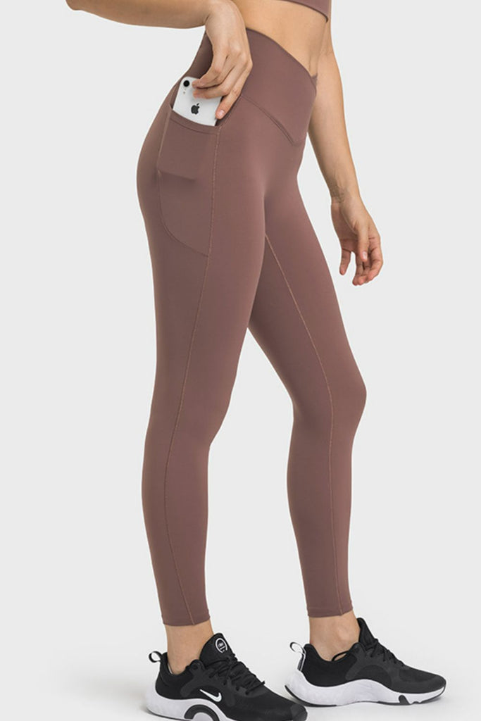 V-Waist Yoga Leggings with Pockets Trendsi