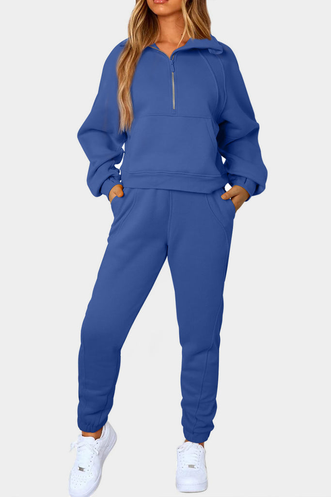 Half-Zip Sports Set with Pockets Trendsi